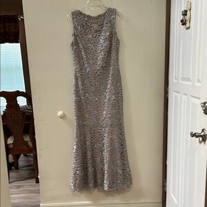 Calvin Klein Silver Sequin Sleeveless Maxi Dress